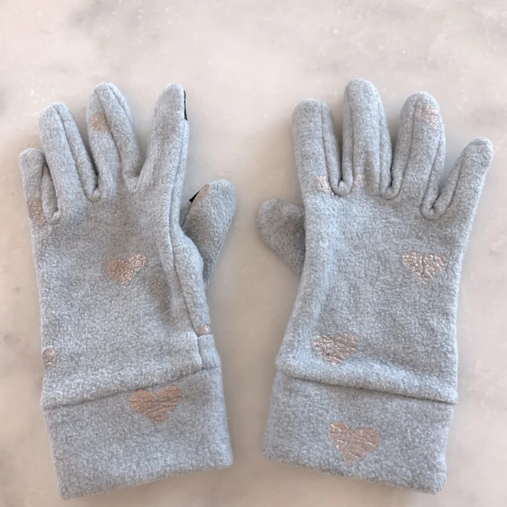 GAP Kids Smartohone Gloves with hearts. Gray. S
